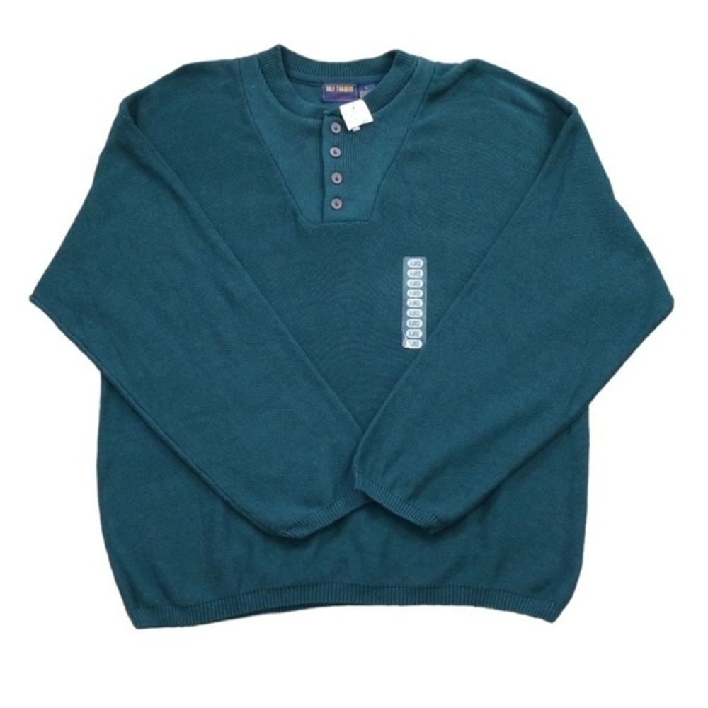 Gulf Traders Classic Men's Green Quarter Button Pullover Sweater‎ Sz. XL NEW